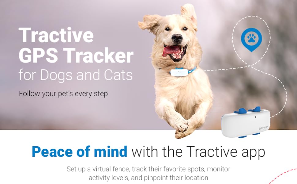Tractive GPS Pet Tracker for Dogs Waterproof, GPS Location & Smart Activity Tracker, Unlimited