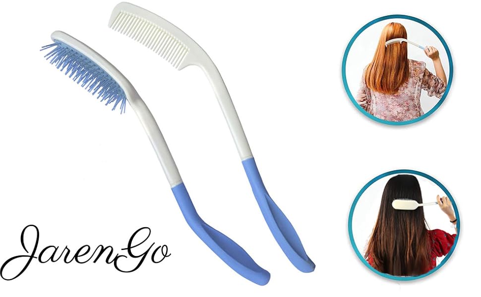 Long Handle Reach Handled Comb Brush Set 14 inch 2Pcs for