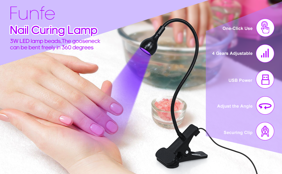 Funfe UV Light for Nails UV Lamp for Gel Nails,3W LED
