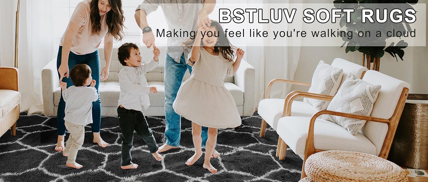 BSTLUV Soft Big Fluffy Rug for Living Room,6x9 Rug,Large