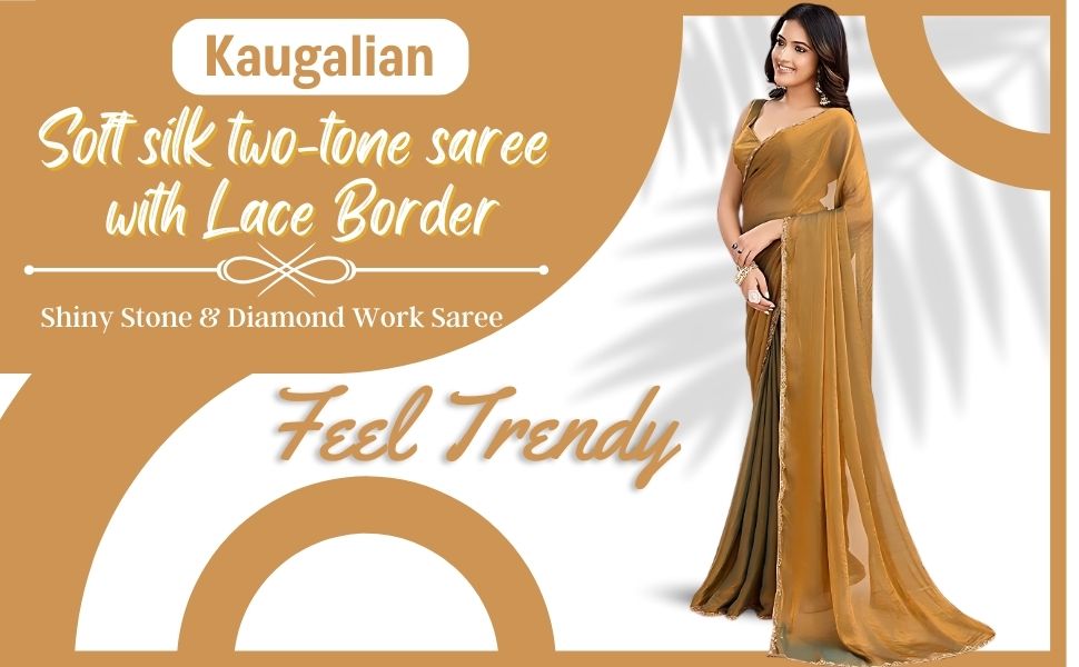 two tone lace norder saree for women