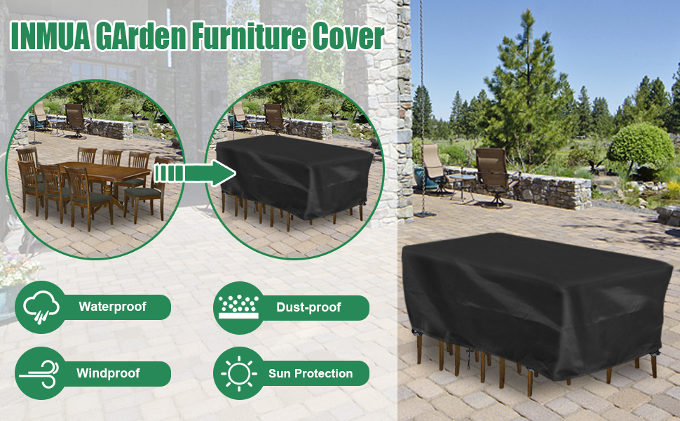 INMUA Garden Furniture Covers, Waterproof Garden Table Covers