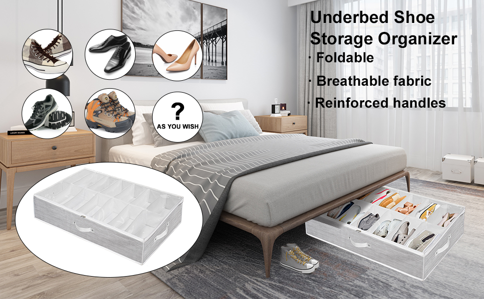 Shoe Organizer Under Bed,Underbed Shoe Storage Boxes Bins
