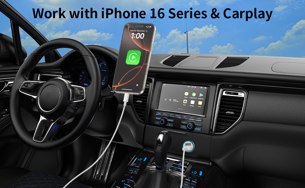 Conectividade Carplay para iPhone 16/15
