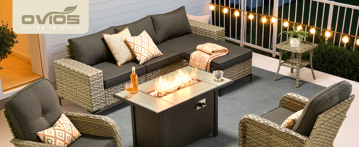 patio outdoor furniture set  rattan sofa porch modern comfy