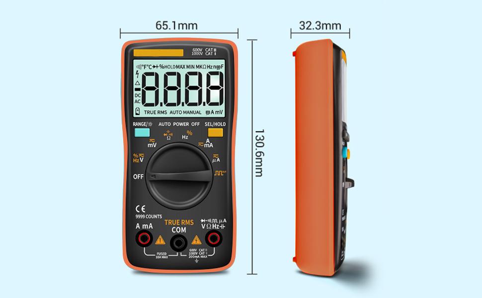 Digital Multimeter Autoranging, TrueRMS Multimeter Leads Probes Clips