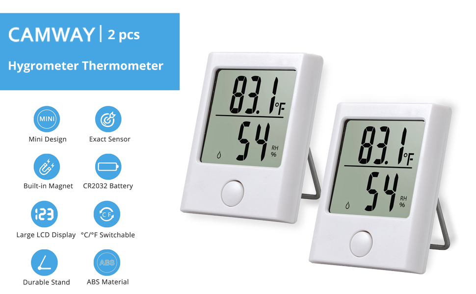 CAMWAY 2pcs Hygrometer Thermometer Baby Room Thermometer Mini Size
