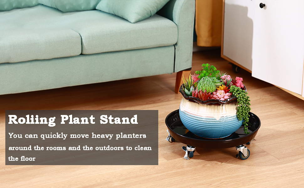 3 Packs Metal Plant Caddy with Wheels 13" Rolling Plant