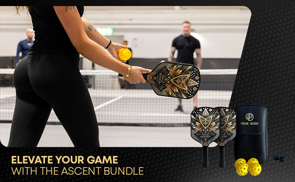 PRIME IGNITE Ascent Pickleball Paddles Set of 2 Fiberglass