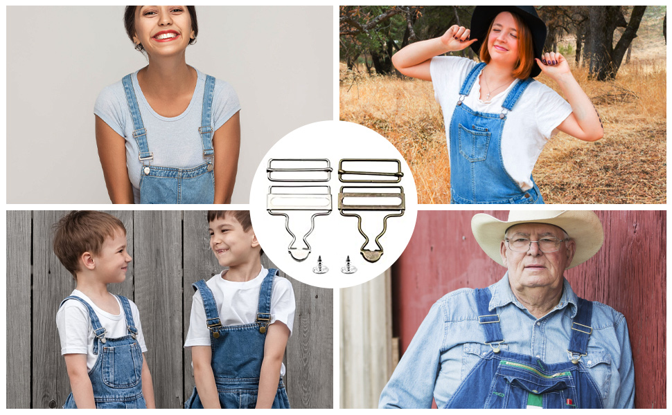OMIGA 8 Sets Metal Dungaree Buckles Rectangle Slider Fasteners Stylish