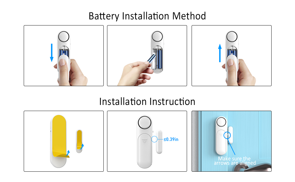 METAK 2 Pack Wireless Door Alarm with Remote, Adjustable120 dB 600ft