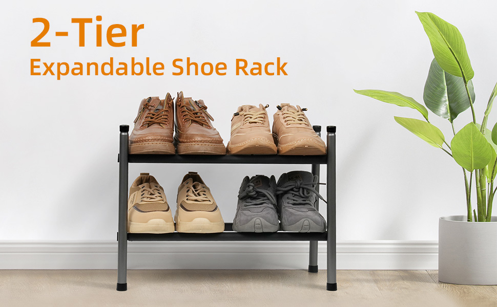 MULISOFT 2Tier Expandable Shoe Rack, Stackable and