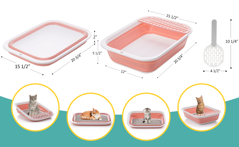 TomteNisse Open Top Cat Litter Box, Large Foldable Cat