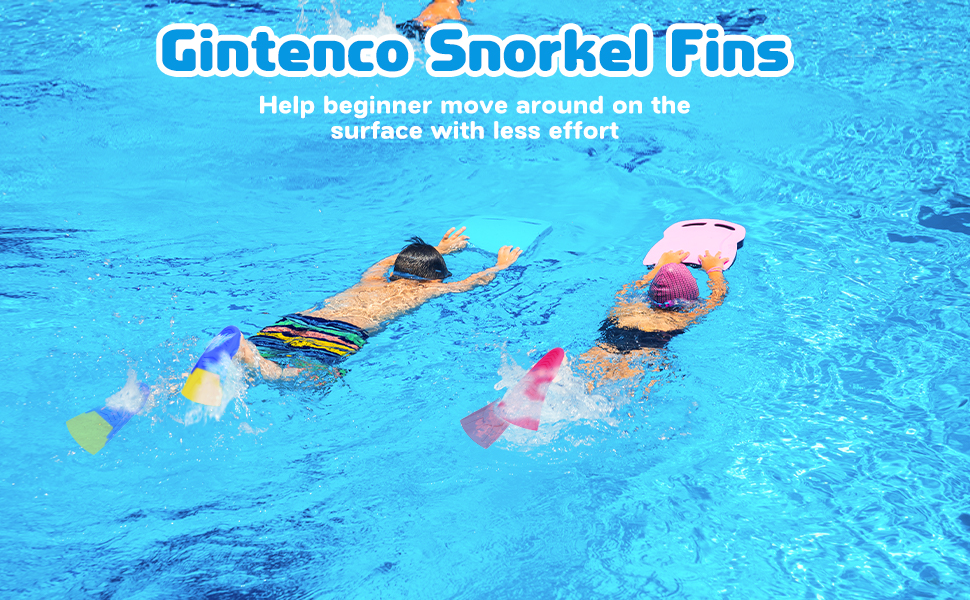 Gintenco Swim Fins, Swim Flippers for Lap Swimming, Kids Swimming Training Fins Comfortable Swim
