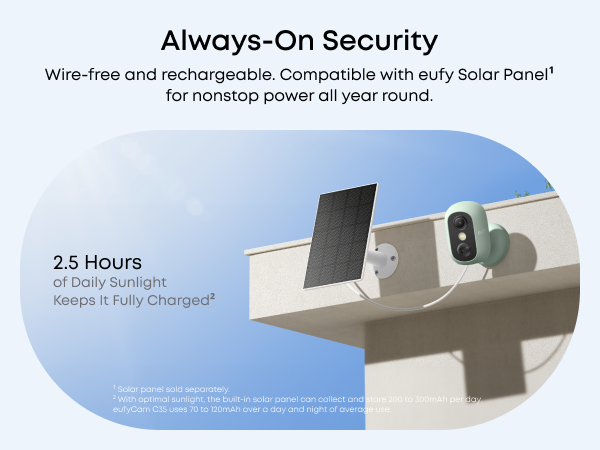 eufy security camera with solar panel for nonstop charging