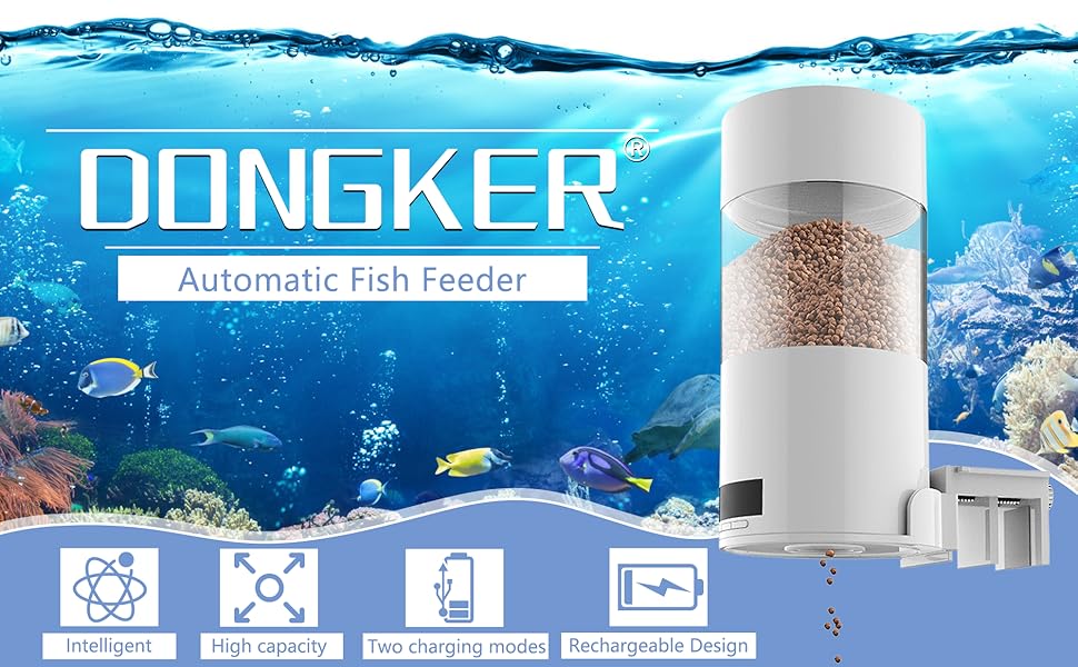 DONGKER Automatic Fish Feeder, Fish Food Dispenser