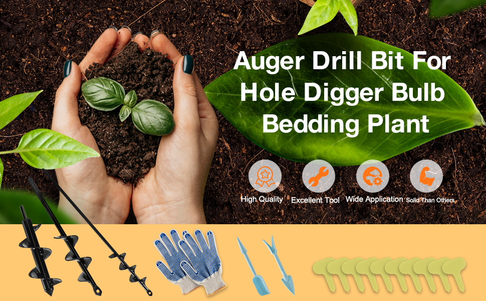 Auger Drill Bit for Planting of 3 Pack (1.6''x9'' & 1.6''x16.5'' & 3.1