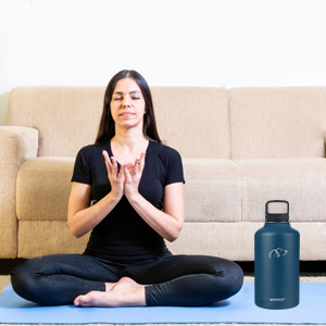 64 oz water bottle with straw lid double wall stainless steel water bottle for Yoga