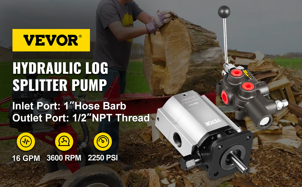 VEVOR Log Splitter Pump Kit 16 GPM Log Splitter Hydraulic Pump 2 Stage