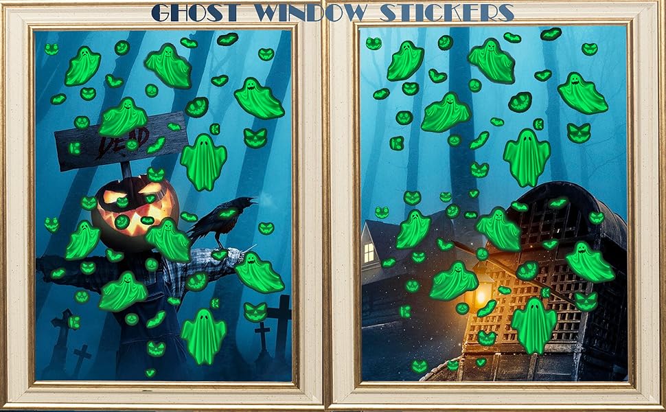 28 Pieces Halloween Window Stickers Decals Ghost Glow in