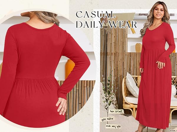 BISHUIGE 2025 Women's Plus Size Maxi Dresses Long Sleeve