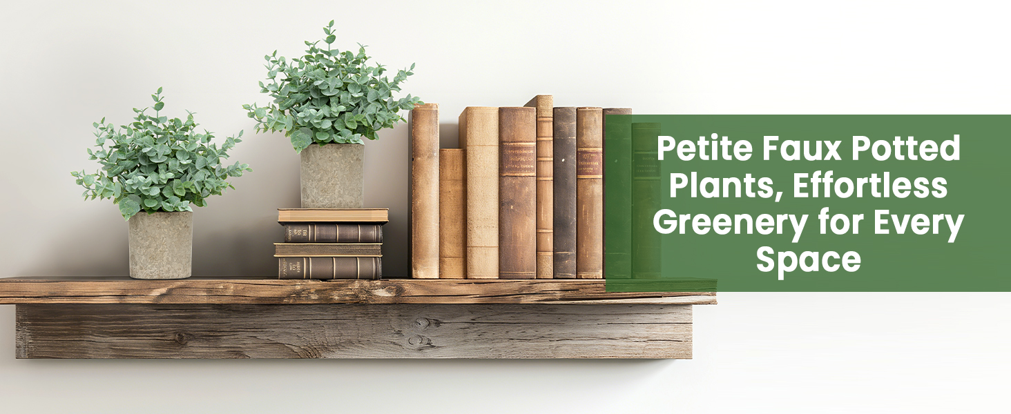 Small Fake Plants Artificial Eucalyptus Mini Potted Faux Greenery Home Decor Indoor Fake Grass Shelf