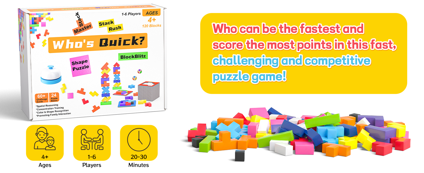 Amazon.com: QianShouYan Wooden Block Game 120Pcs Fast-Paced Stacking ...