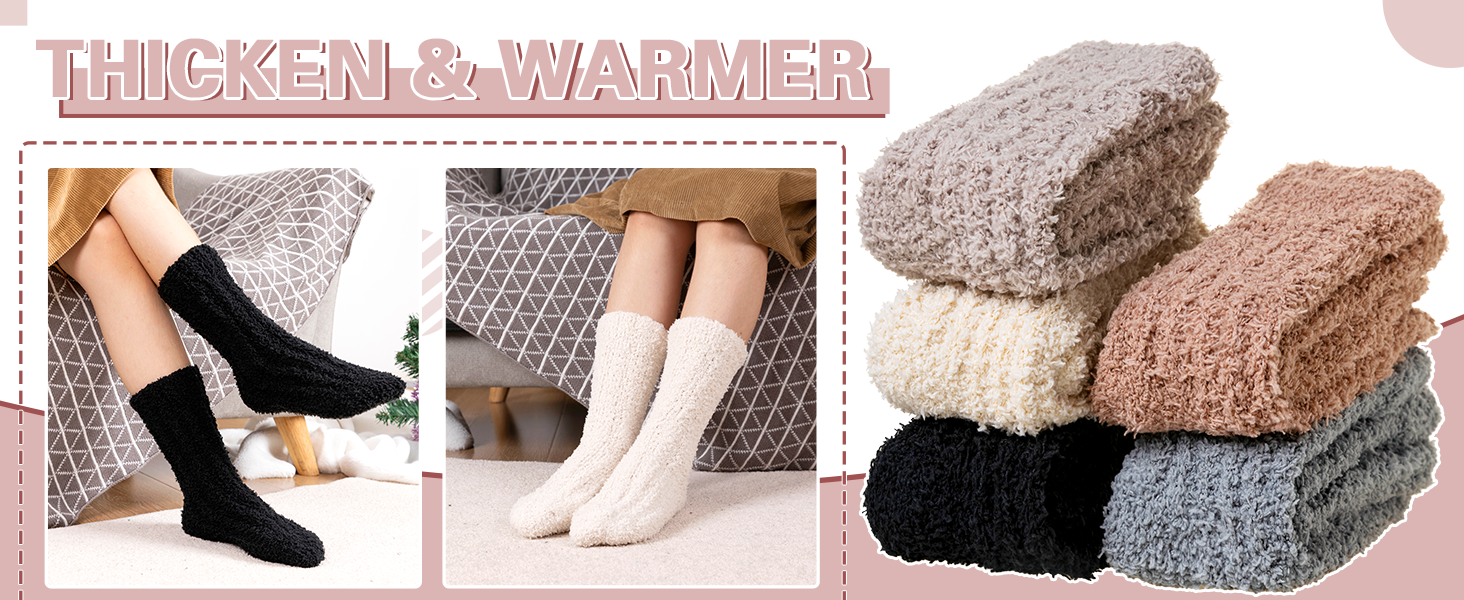 Womens Fuzzy Socks Fluffy Warm Slipper Winter Comfy Thermal Cozy Plush Sleep Home Cabin Socks