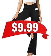 ZOOSIXX Black Flare Yoga Pants for Women, Crossover Soft Bootcut Leggings