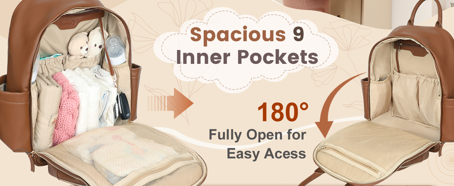Omanmoli Diaper Bag Features a Functional,Wide Opening with 16 Pockets