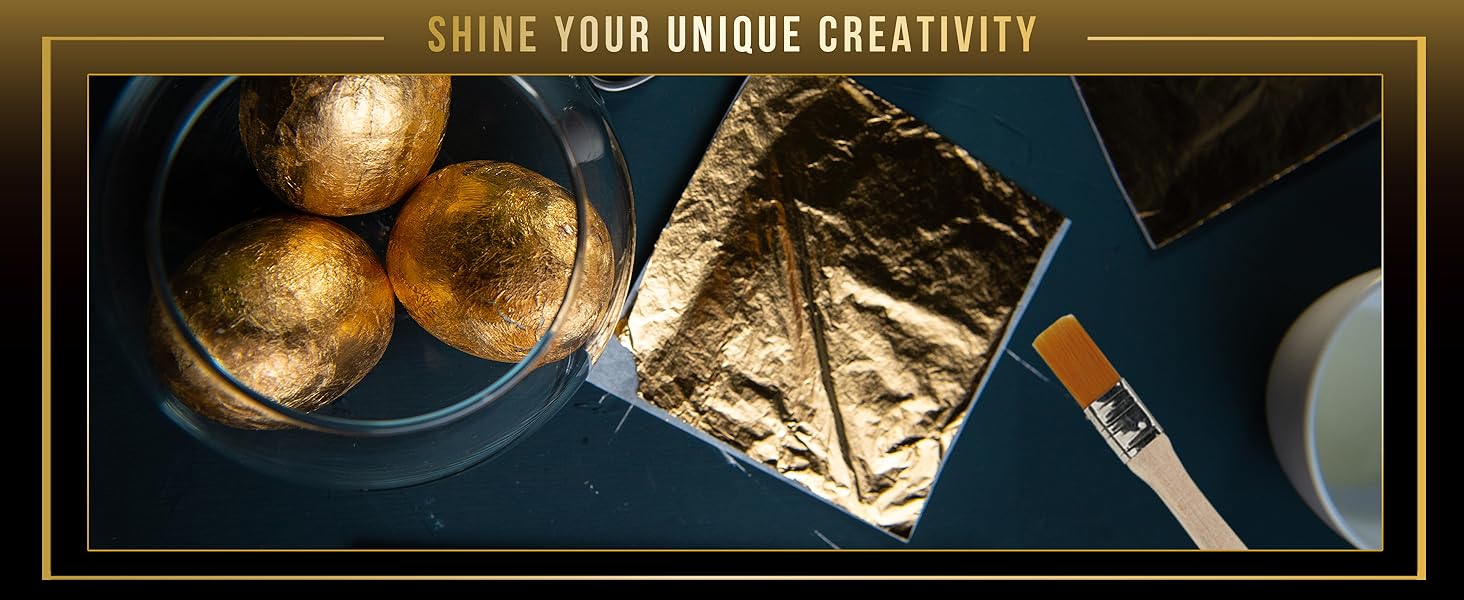 Aoibrloy 200ml Gilding Adhesive Set with 100 Sheets Gold