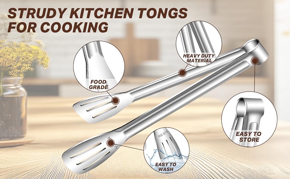 Food Grade 304 Stainless Steel Material Kitchen Tongs For Cooking