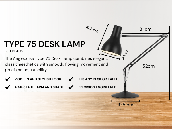 Anglepoise Type 75 Desk Lamp | Large Adjustable Matt Paint