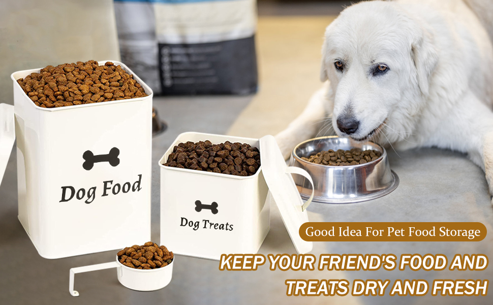 MAimee 2 Pack Pet Food Treats Storage Bin, Dog and Cat Food Storage Container with