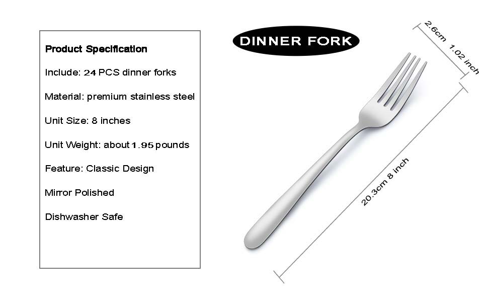 Pleafind 24Pcs Dinner Forks, 8 Inches Silverware Forks, Forks