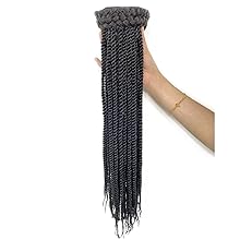 VAVANGA Sengalese Twist Braid Ponytail 20inch, Long Black 2X Twist Braids Drawstring Ponytail