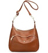 YALUXE Genuine Cowhide Leather Shoulder Bag Dual Zip Compartments Multi Pockets Fashion Handbags ...