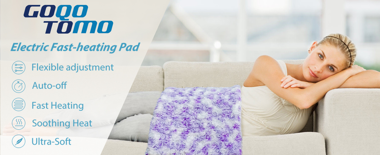 GOQOTOMO XL Electric Heating Pad for Back Pain Relief, 12