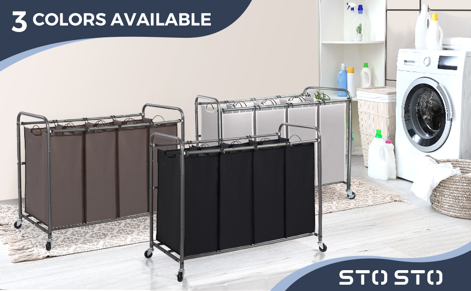 STO STO Laundry Sorter 4 Section, 4 Bag Laundry Hamper