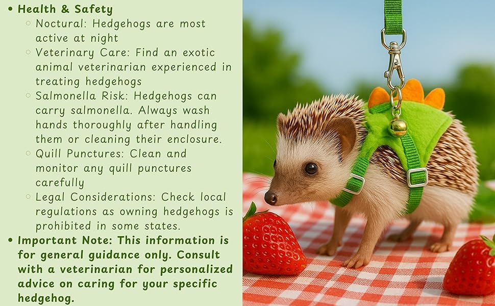 Adjustable Hedgehog Leash and Harness with Safe Bell