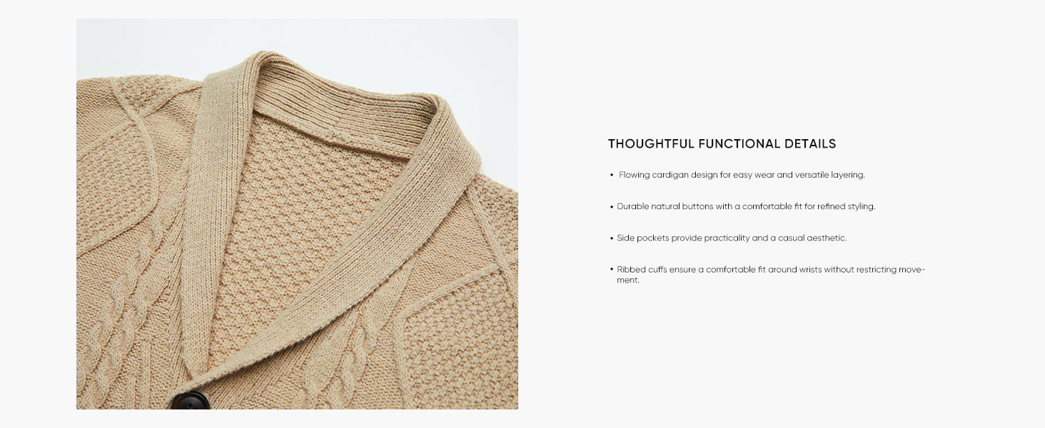 Wool Blend Shawl Collar Cardigan Sweater