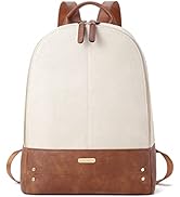 CLUCI Laptop Backpack for Women Leather 15.6 inch Computer Backpack Travel Vintage Large Bag Beig...