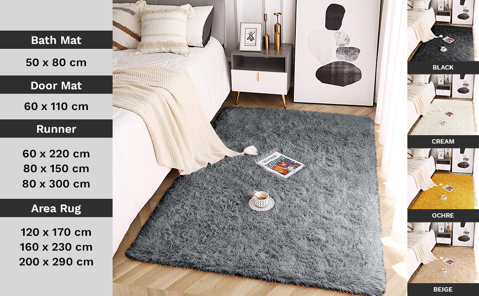 Aspire Homeware Rugs Living Room Large Grey Rugs for Bedroom Anti