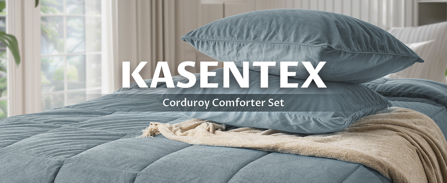 KASENTEX Grey Blue Queen Comforter Set, Fluffy Corduroy, 3 Pieces(down Alt), Cozy Bedding Ff525d91 E8b4 41a1 964b B18b52f11a40. CR0,0,1464,600 PT0 SX1464 V1