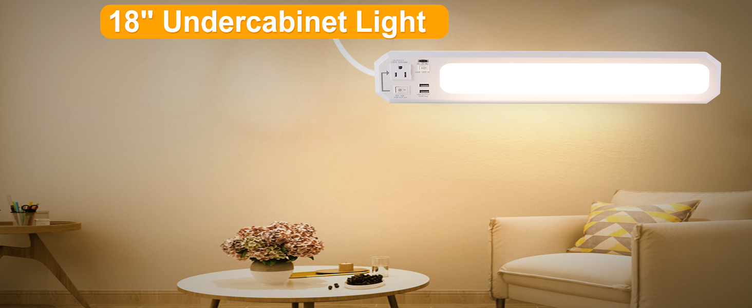 Hikaproligt Upgrade 18inch Under Lighting Fixture with Outlets