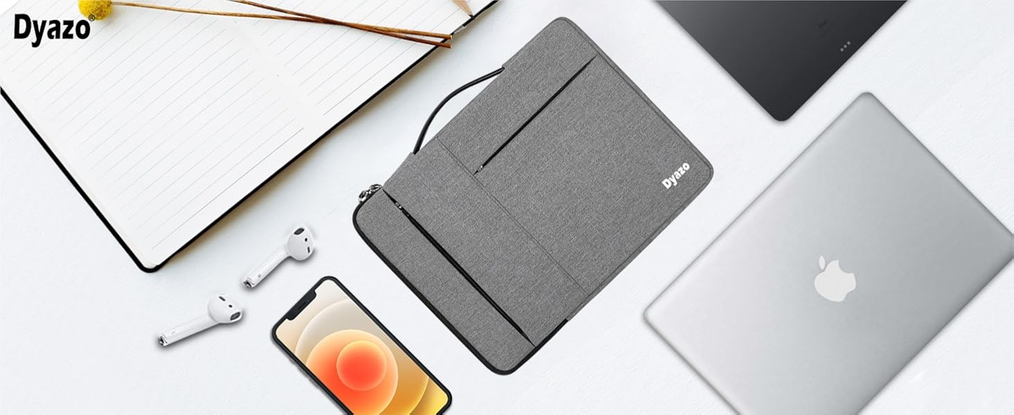 DYAZO 15" to 15.6 Inch Laptop Sleeve/Cover with Handle & Two Front Accessories Pockets Compatible for Apple, Dell, Lenovo, Asus, Hp, Samsung, Mi, MacBook and Other Notbooks (Grey) 46 Laptop Sleeve