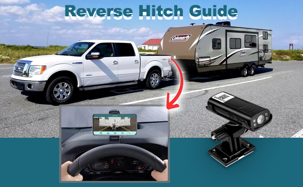 HUJBCD RVsTrailer Reverse Hitch Guide Camera, Wireless Backup with and