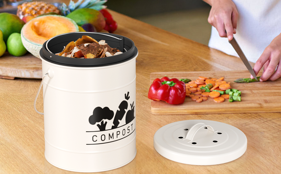 Compost Bin Kitchen, Kitchen Compost Bin Countertop, 1.75
