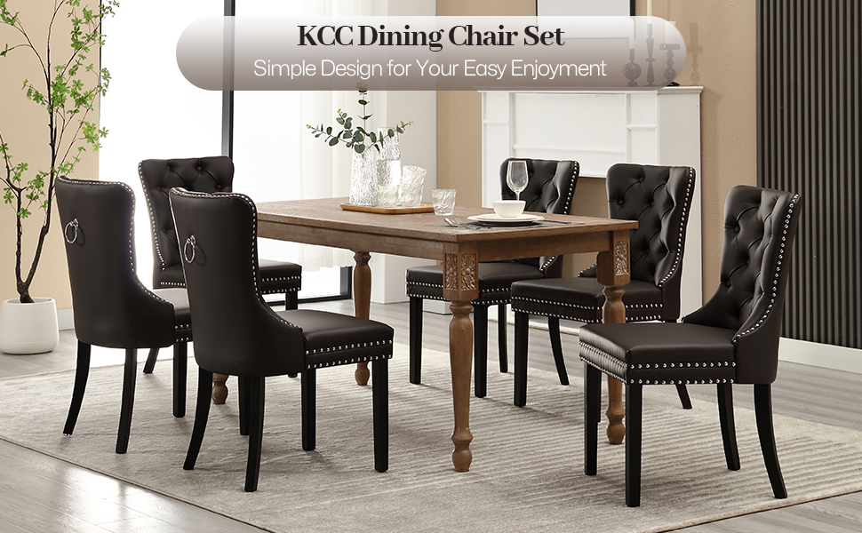 Amazon.com - KCC Faux Leather Dining Chairs Set of 4, Upholstered