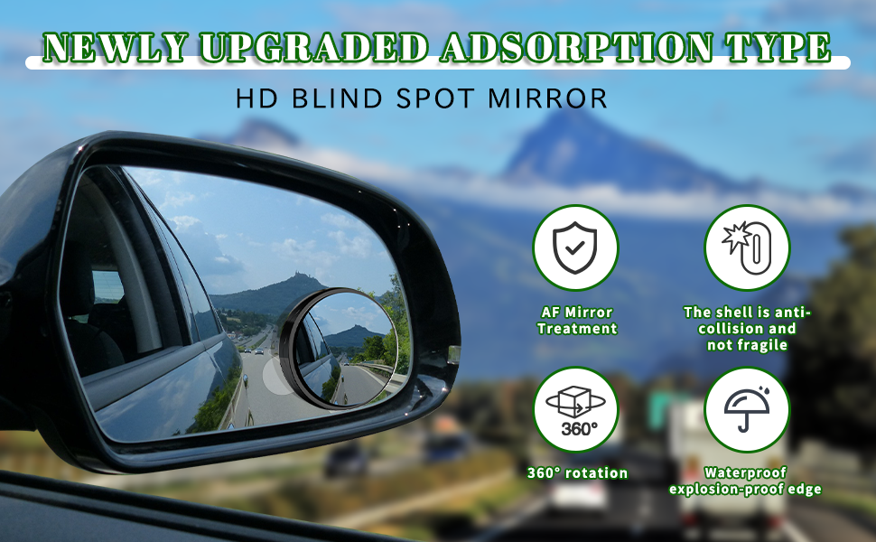Blind Spot Mirrors For Cars, Newly Upgraded Adsorption Type, High
